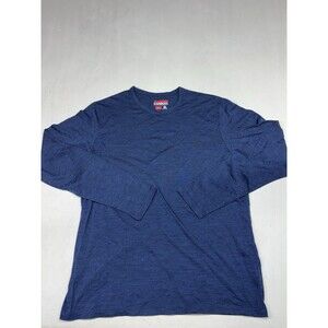 Karbon Shirt Mens Large Blue 100% Merino Wool Long Sleeve Base Layer Thermal